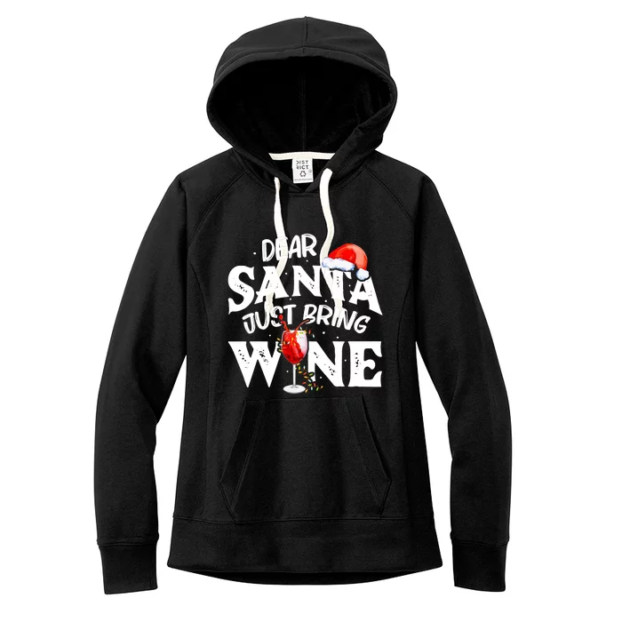 Dear Santa Just Bring Wine Funny Christmas Women's Fleece Hoodie