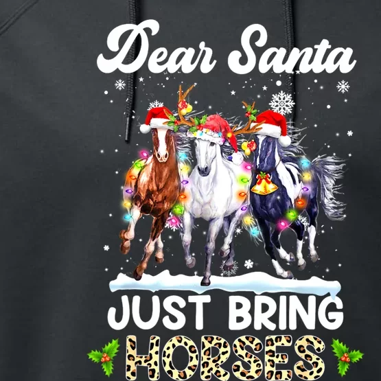 Dear Santa Just Bring Horses Horse Santa Leopard Christmas Performance Fleece Hoodie