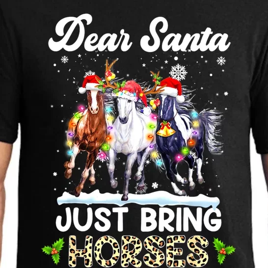 Dear Santa Just Bring Horses Horse Santa Leopard Christmas Pajama Set