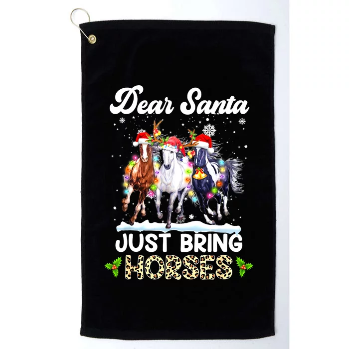 Dear Santa Just Bring Horses Horse Santa Leopard Christmas Platinum Collection Golf Towel