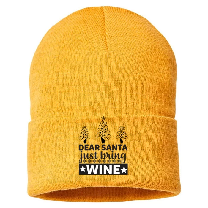 Dear Santa Just Bring Wine Sustainable Knit Beanie