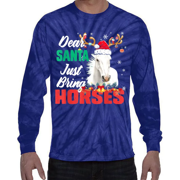 Dear Santa Just Bring Horses Lovers Christmas Xmas Women Tie-Dye Long Sleeve Shirt