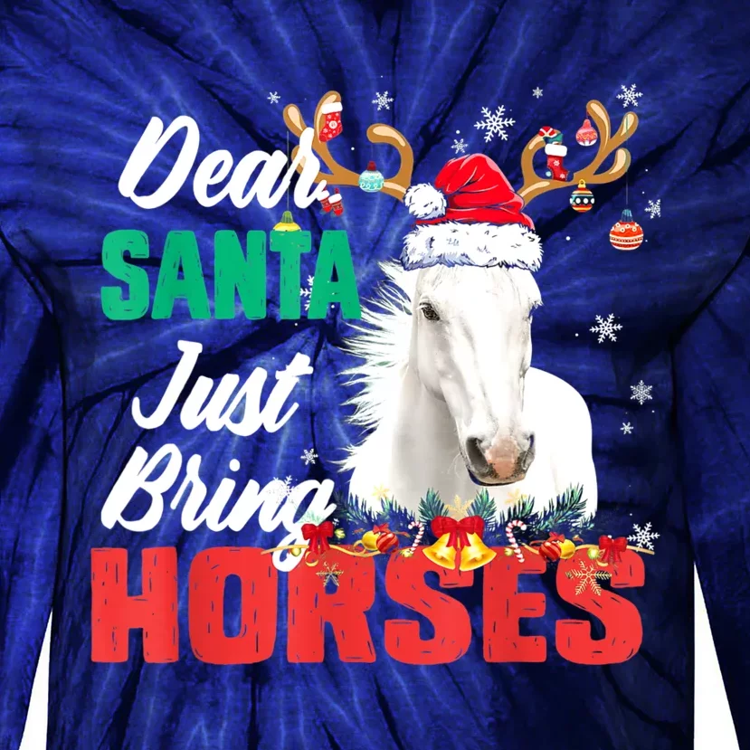 Dear Santa Just Bring Horses Lovers Christmas Xmas Women Tie-Dye Long Sleeve Shirt