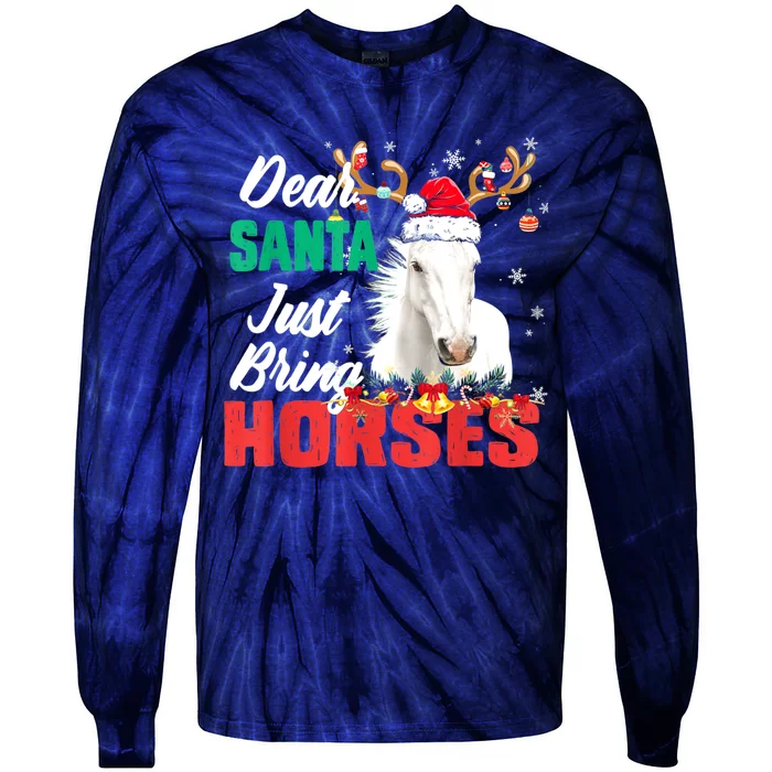 Dear Santa Just Bring Horses Lovers Christmas Xmas Women Tie-Dye Long Sleeve Shirt