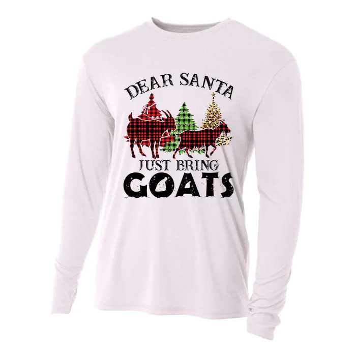 Dear Santa Just Bring Goats Funny Christmas Gift Cooling Performance Long Sleeve Crew