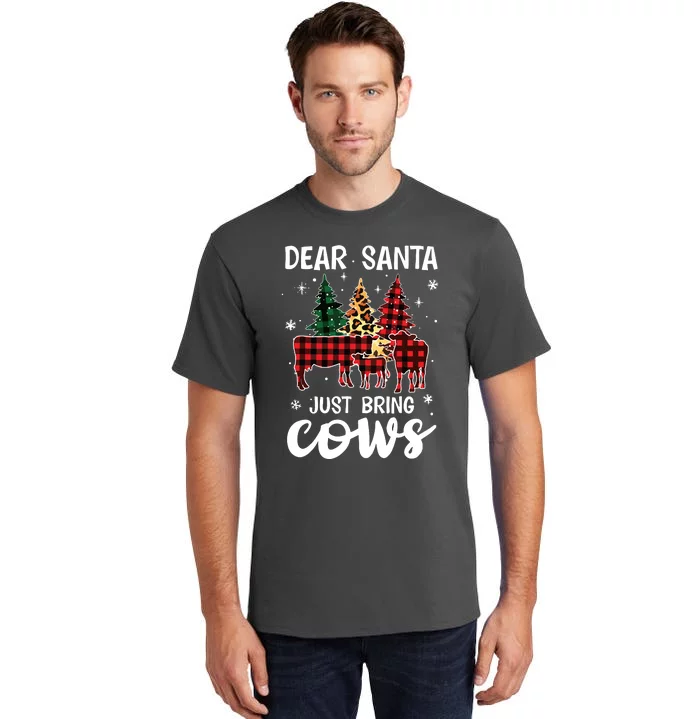 Dear Santa Just Bring Cows Christmas Buffalo Plaid Tall T-Shirt