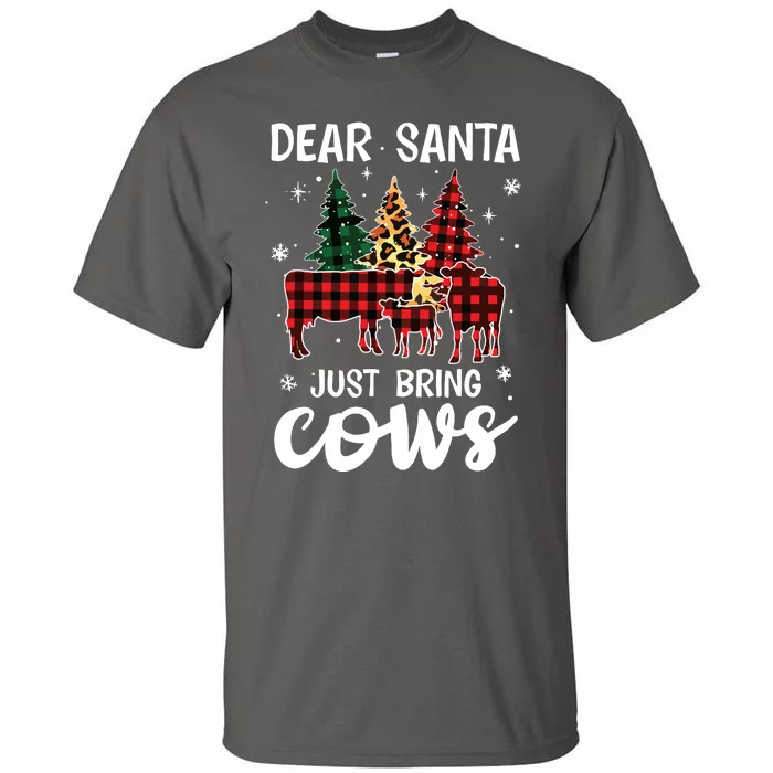 Dear Santa Just Bring Cows Christmas Buffalo Plaid Tall T-Shirt