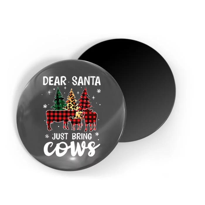 Dear Santa Just Bring Cows Christmas Buffalo Plaid Magnet