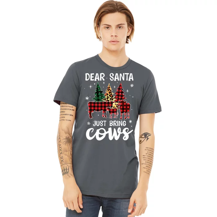 Dear Santa Just Bring Cows Christmas Buffalo Plaid Premium T-Shirt