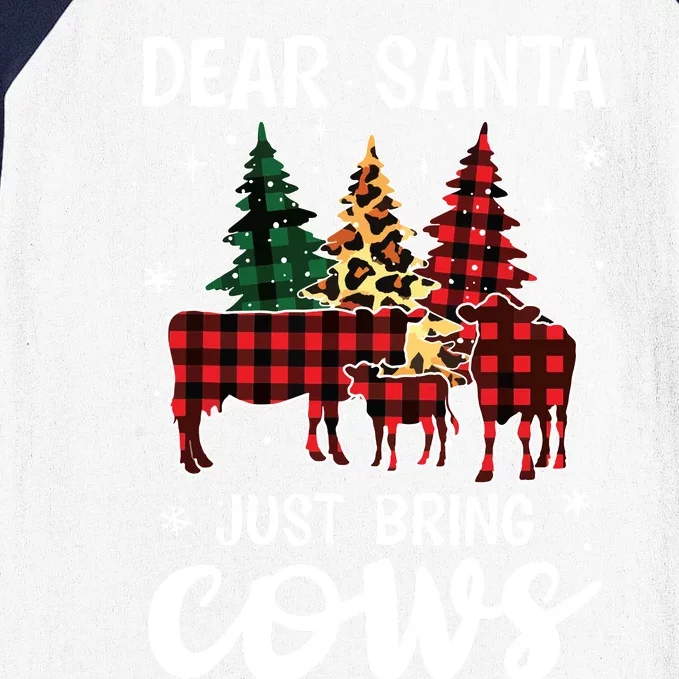 Dear Santa Just Bring Cows Christmas Buffalo Plaid Baseball Sleeve Shirt