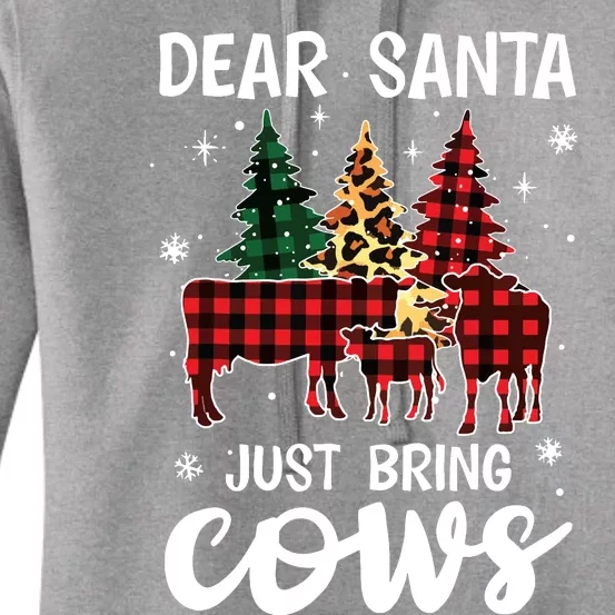 Dear Santa Just Bring Cows Christmas Buffalo Plaid Women's Pullover Hoodie