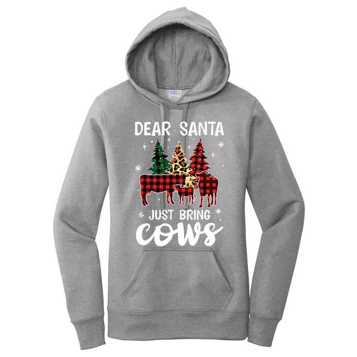 Dear Santa Just Bring Cows Christmas Buffalo Plaid Women's Pullover Hoodie