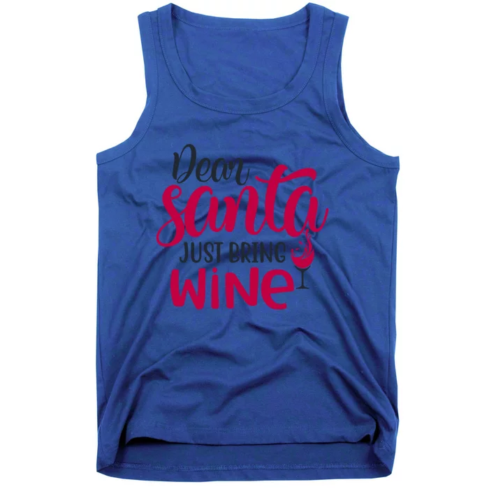 Dear Santa Just Bring Wine Christmas Pajama Costume Xmas Gift Tank Top