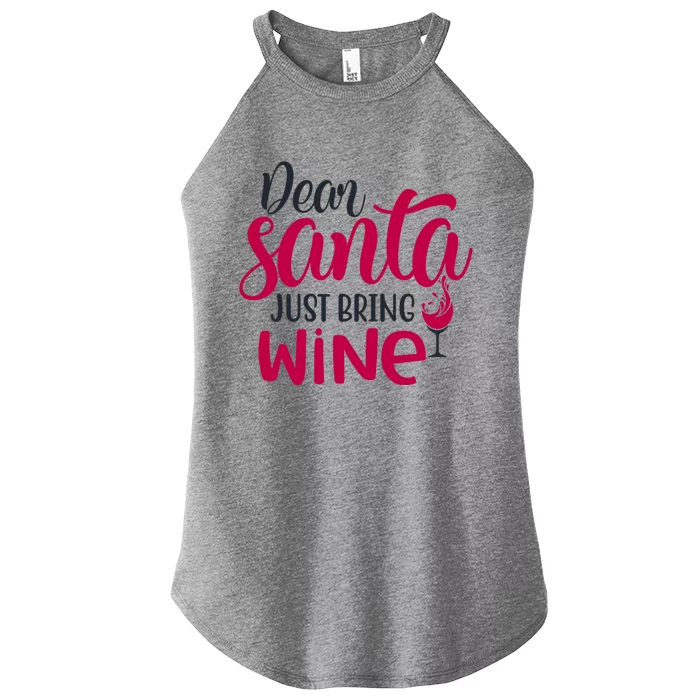 Dear Santa Just Bring Wine Christmas Pajama Costume Xmas Gift Women’s Perfect Tri Rocker Tank