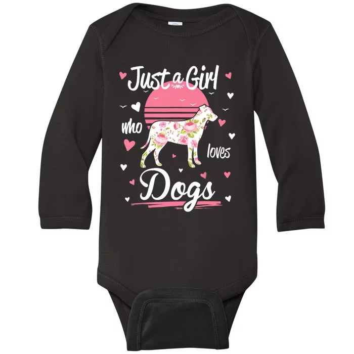 Dog Shirt. Just A Girl Who Loves Dogs TShirt Baby Long Sleeve Bodysuit