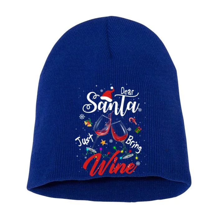 Dear Santa Just Bring Wine To Celebrate Cute Christmas Great Gift Short Acrylic Beanie