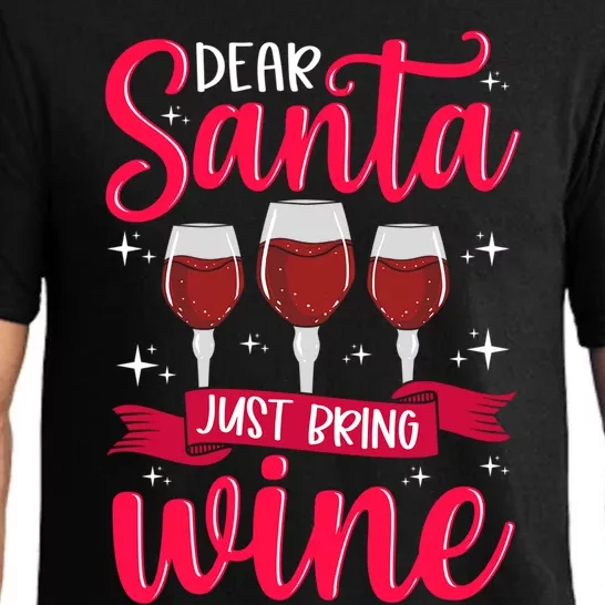 Dear Santa Just Bring Wine Funny Gift Pajama Set