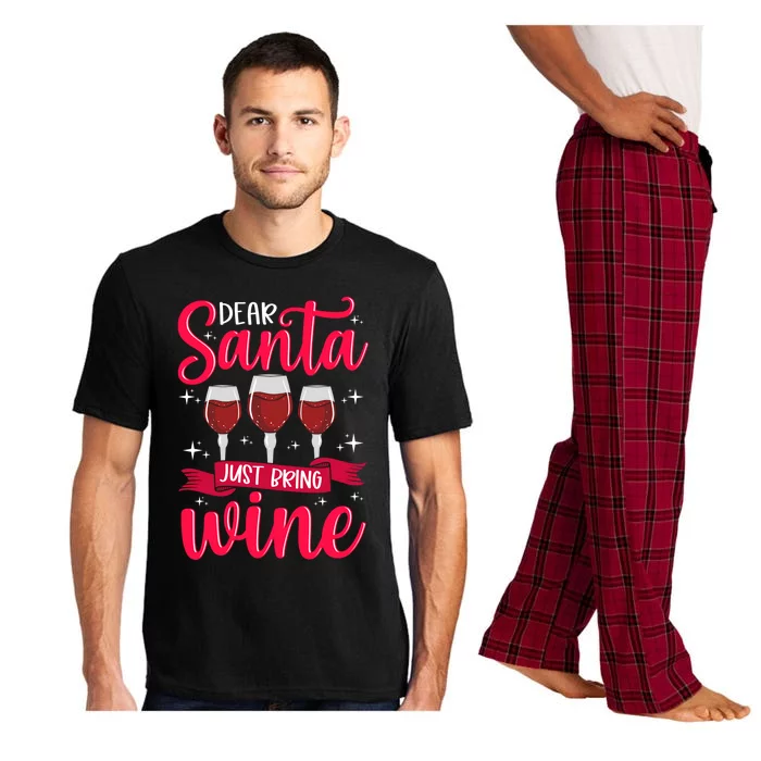 Dear Santa Just Bring Wine Funny Gift Pajama Set