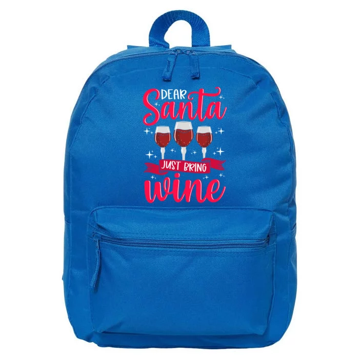 Dear Santa Just Bring Wine Funny Gift 16 in Basic Backpack