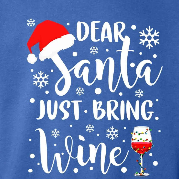 Dear Santa Just Bring Wine Funny Family Christmas Party Gift Toddler Hoodie