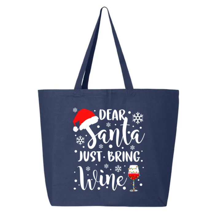 Dear Santa Just Bring Wine Funny Family Christmas Party Gift 25L Jumbo Tote