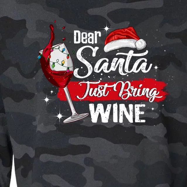 Dear Santa Just Bring Wine It Is My Perfect Christmas Funny Gift Cool Gift Cropped Pullover Crew