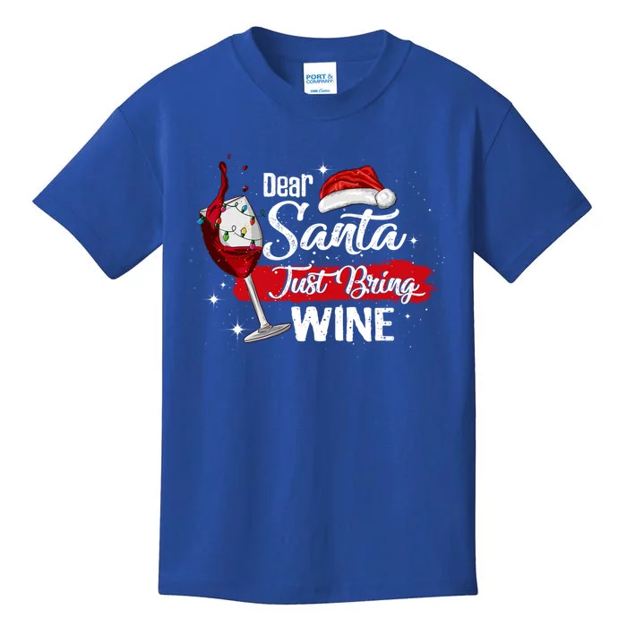 Dear Santa Just Bring Wine It Is My Perfect Christmas Funny Gift Cool Gift Kids T-Shirt