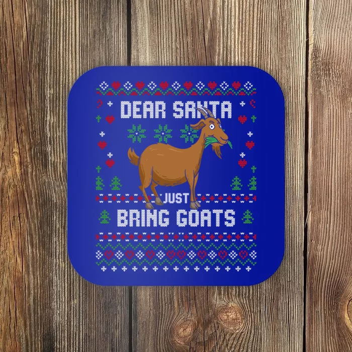 Dear Santa Just Bring Goats Christmas Ugly Xmas Sweater Gift Coaster