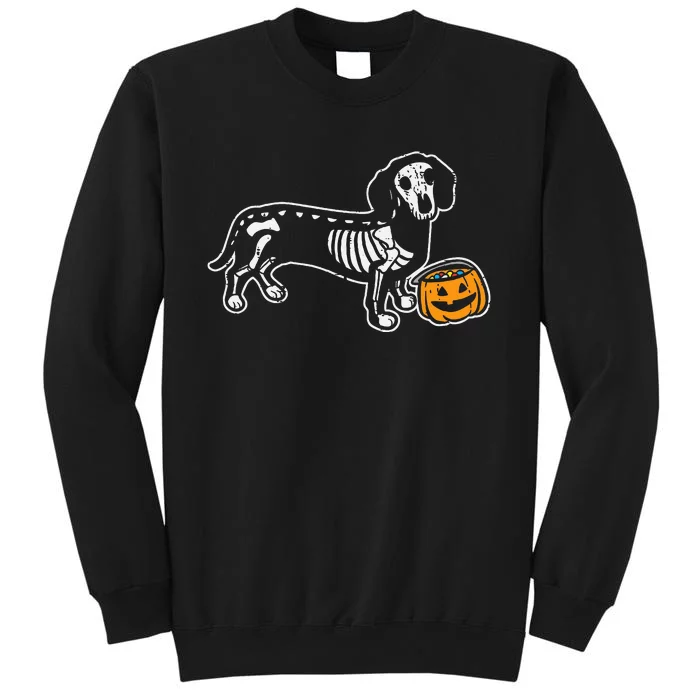 Dachshund Skeleton Jack O Lantern Funny Halloween Wiener Dog Tall Sweatshirt