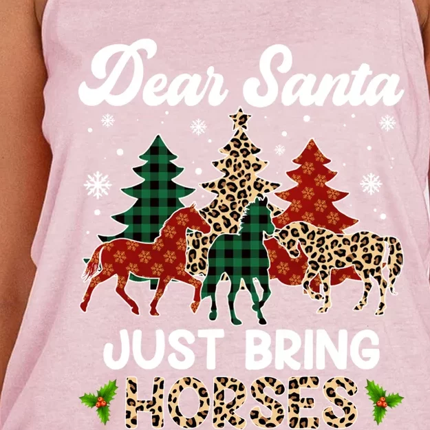 Dear Santa Just Bring Horses Santa Leopard Christmas Cool Gift Women's Knotted Racerback Tank