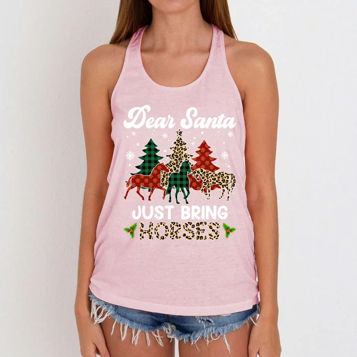 Dear Santa Just Bring Horses Santa Leopard Christmas Cool Gift Women's Knotted Racerback Tank