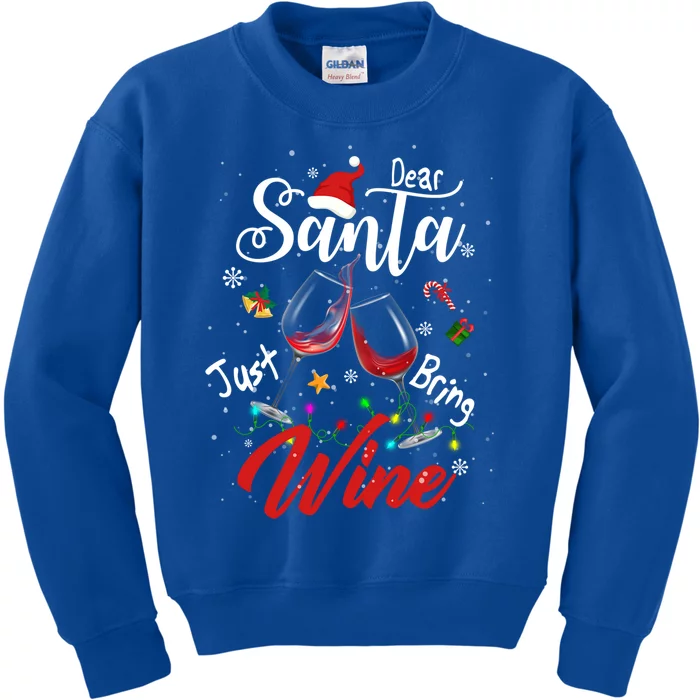 Dear Santa Just Bring Wine To Celebrate Cute Christmas Gift Kids Sweatshirt