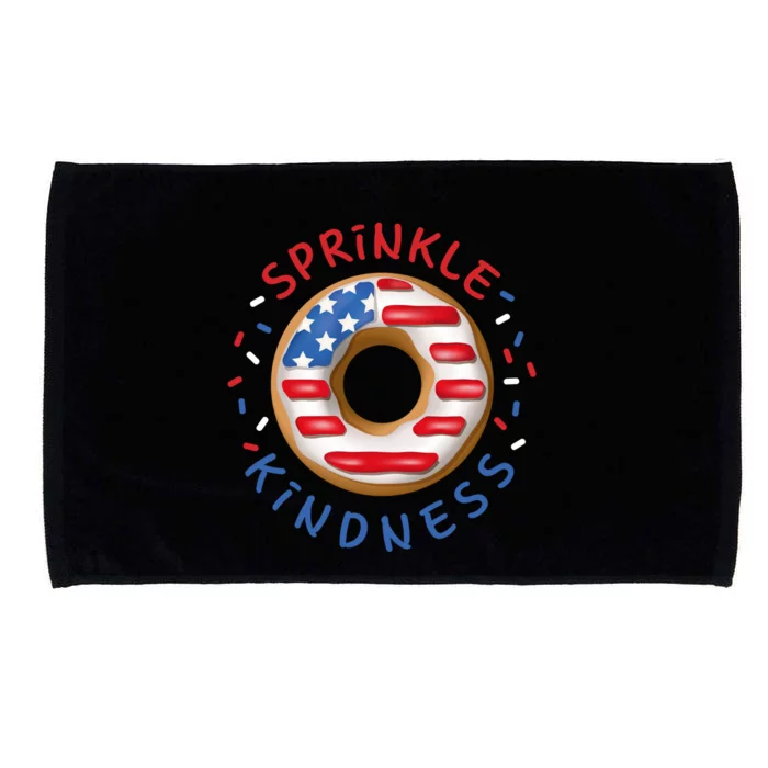 Donut Sprinkle Kindness Funny Doughnut Lover American Flag Cute Gift Microfiber Hand Towel