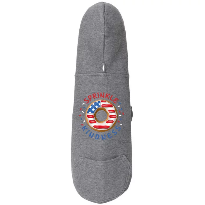 Donut Sprinkle Kindness Funny Doughnut Lover American Flag Cute Gift Doggie 3-End Fleece Hoodie