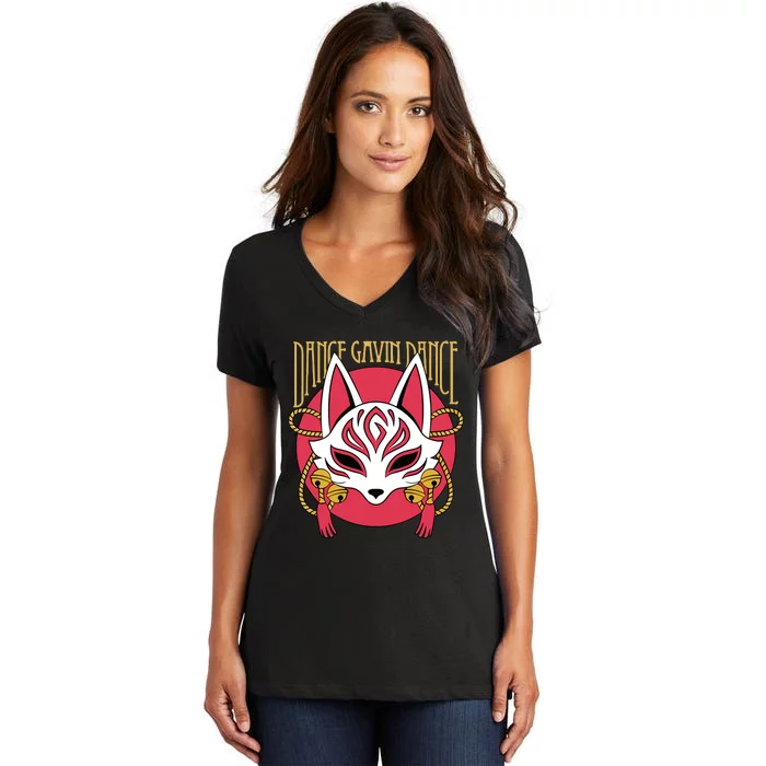 Dancegavindanceband Store Kitsune Women's V-Neck T-Shirt