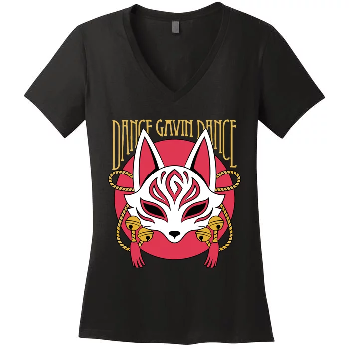 Dancegavindanceband Store Kitsune Women's V-Neck T-Shirt