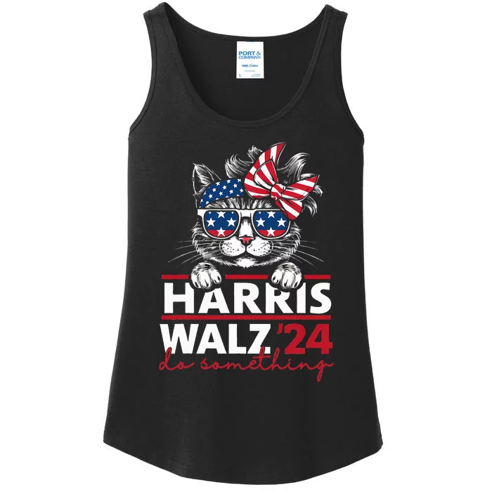 Do Something Kamala Harris Walz 2024 President Cat Ladies Ladies Essential Tank