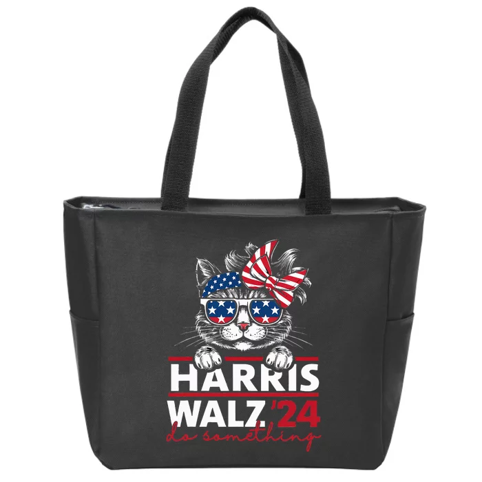 Do Something Kamala Harris Walz 2024 President Cat Ladies Zip Tote Bag