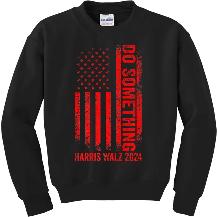 Do Something Kamala Harris Waltz 2024 Red Usa Flag Premium Kids Sweatshirt