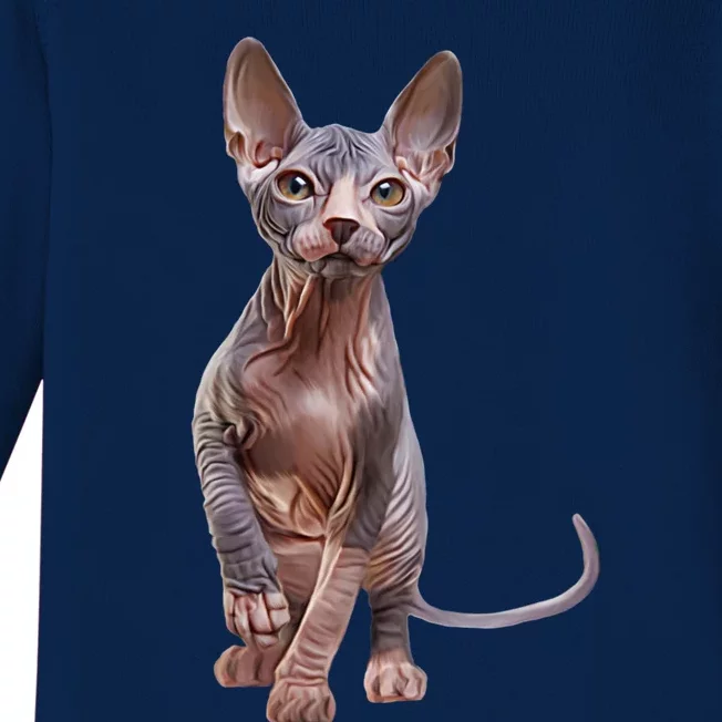 Drawing Sphynx Kitten Baby Long Sleeve Bodysuit