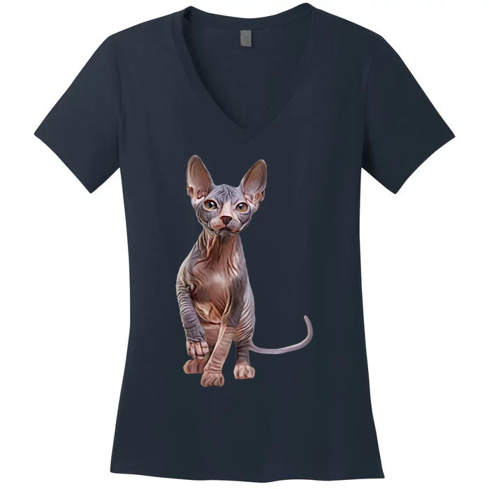 Drawing Sphynx Kitten Women's V-Neck T-Shirt