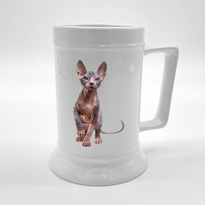 Drawing Sphynx Kitten Front & Back Beer Stein