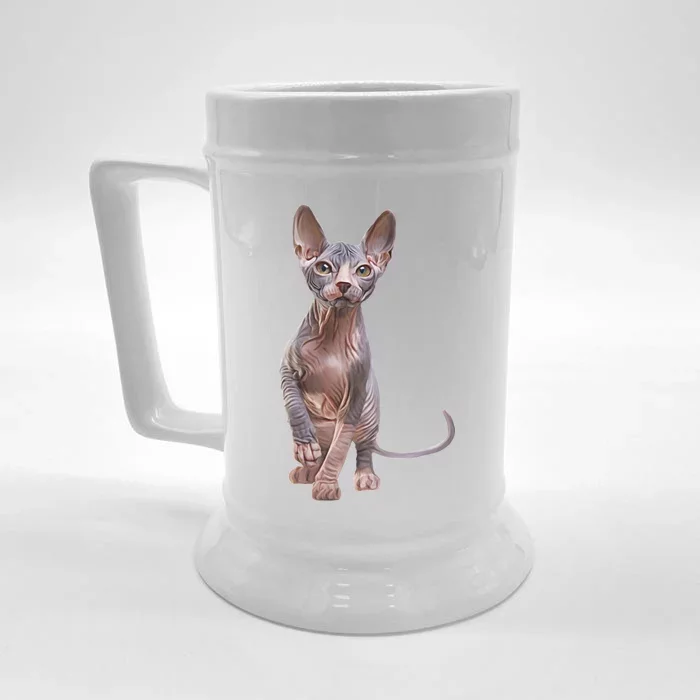 Drawing Sphynx Kitten Front & Back Beer Stein