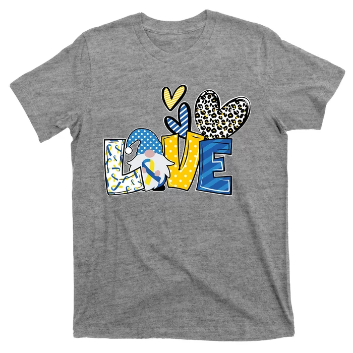 Down Syndrome Love Gnome Awareness T-Shirt