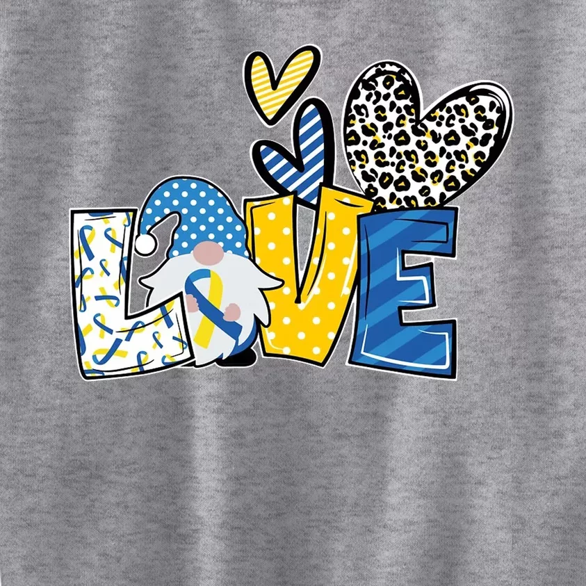 Down Syndrome Love Gnome Awareness Kids Sweatshirt