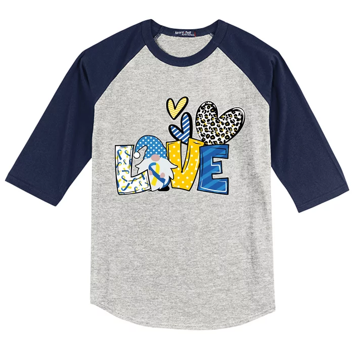 Down Syndrome Love Gnome Awareness Kids Colorblock Raglan Jersey