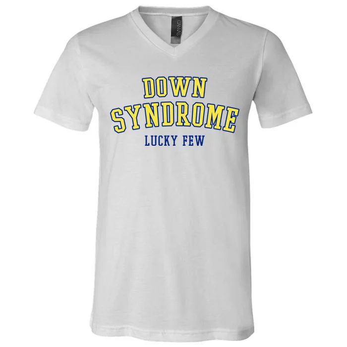 Down Syndrome Lucky Few V-Neck T-Shirt