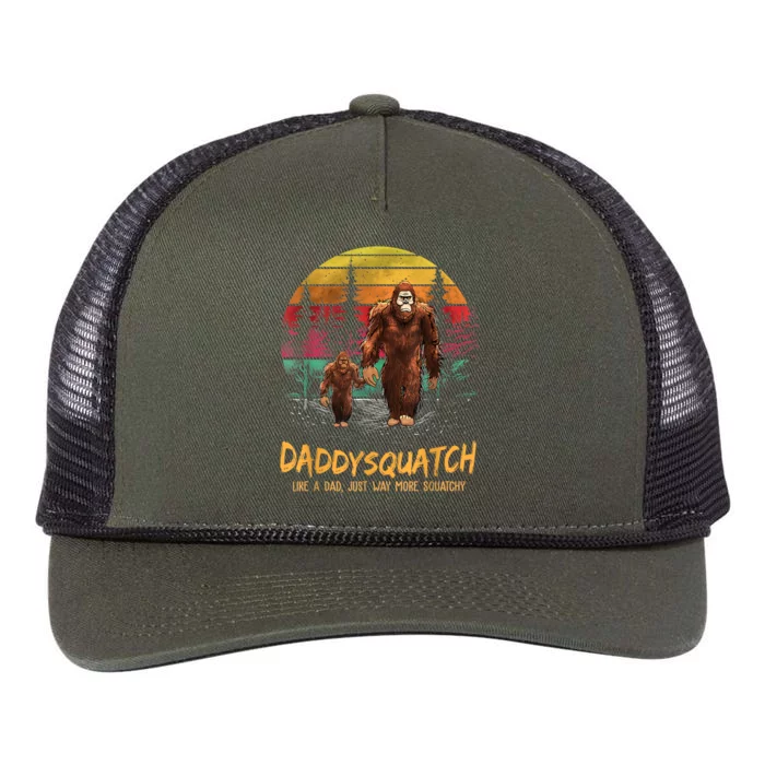 Daddy Squatch Like A Dad Way More Squatchy Retro Fathers Day Retro Rope Trucker Hat Cap