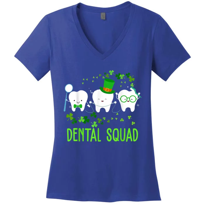 Dental Squad Lucky Shamrock Dental Hygienist St Patrick Day Gift Women's V-Neck T-Shirt