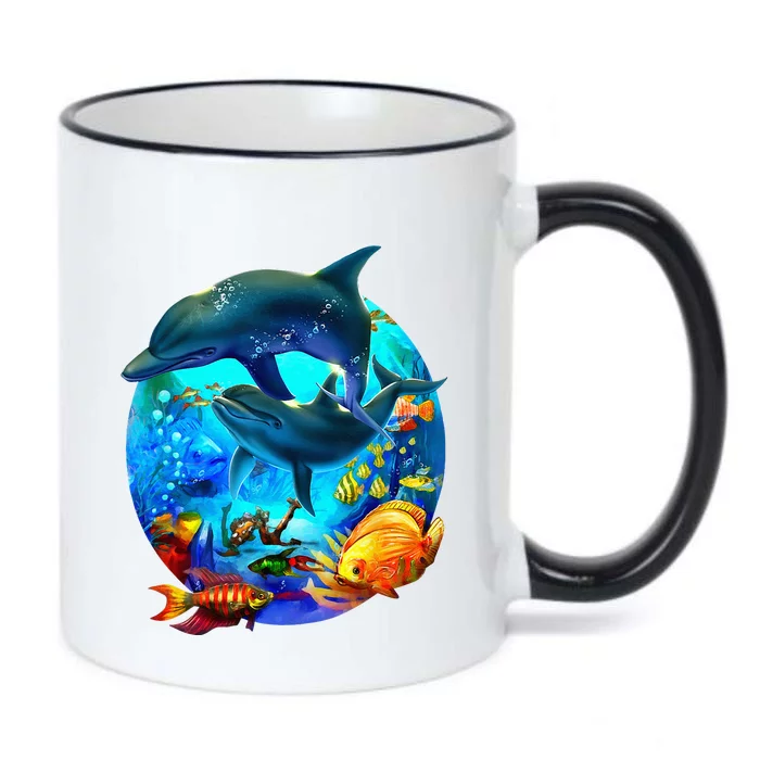 Dolphin Sea Life Save The Ocean Marine Biology Aquarium Black Color Changing Mug